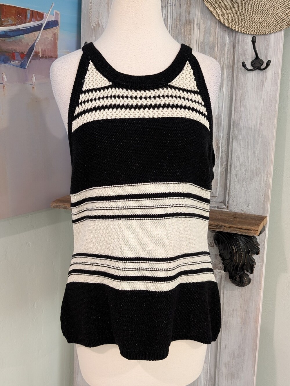 NWT White House Black Market Striped Knit Halter Tank